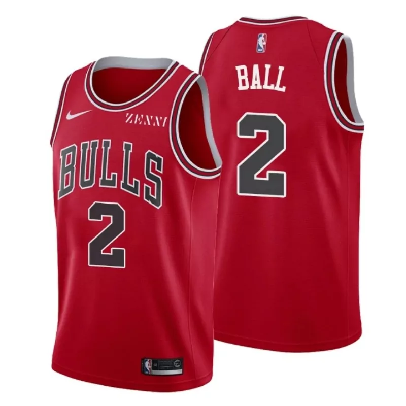 chicago bulls #2 lonzo ball 21 22 New season Red Color Basketball jersey