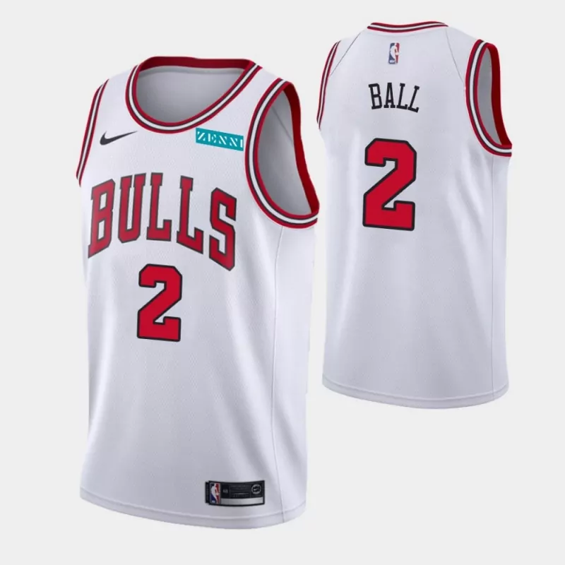 chicago bulls #2 lonzo ball 21 22 New season White Basketball