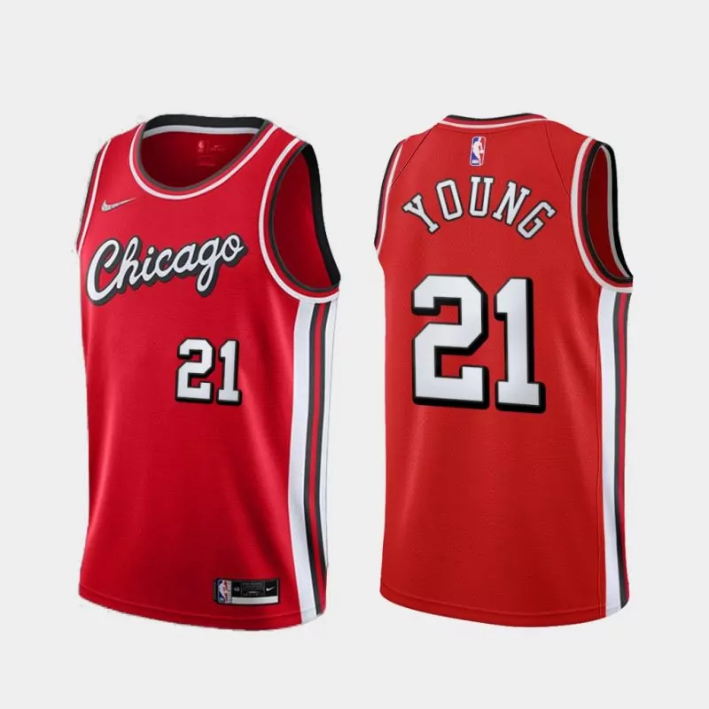 chicago bulls #21 thaddeus young City Red Color Basketball