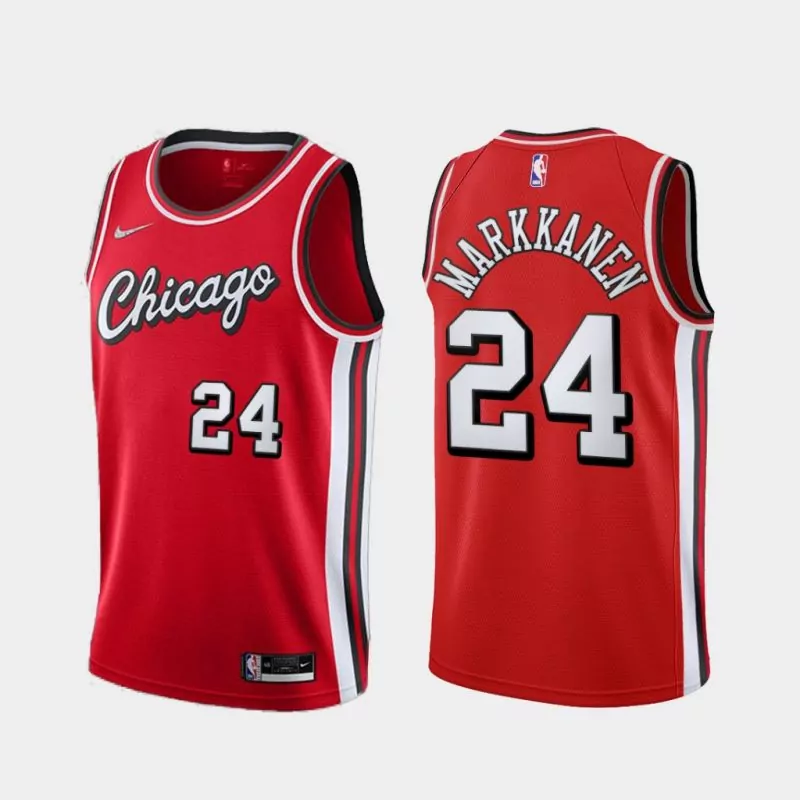 chicago bulls #24 lauri markkanen City Red Color Basketball jersey
