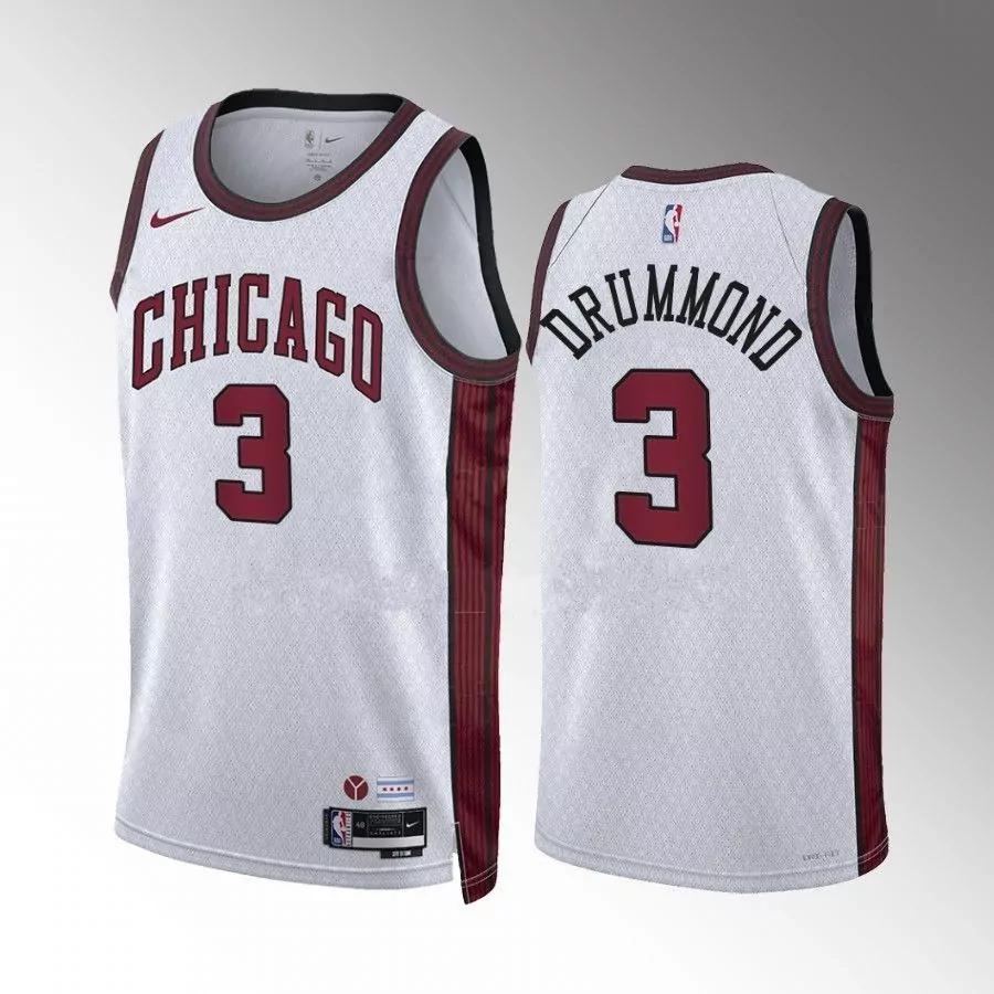 Chicago Bulls #3 andre drummond white city edition 2022 23