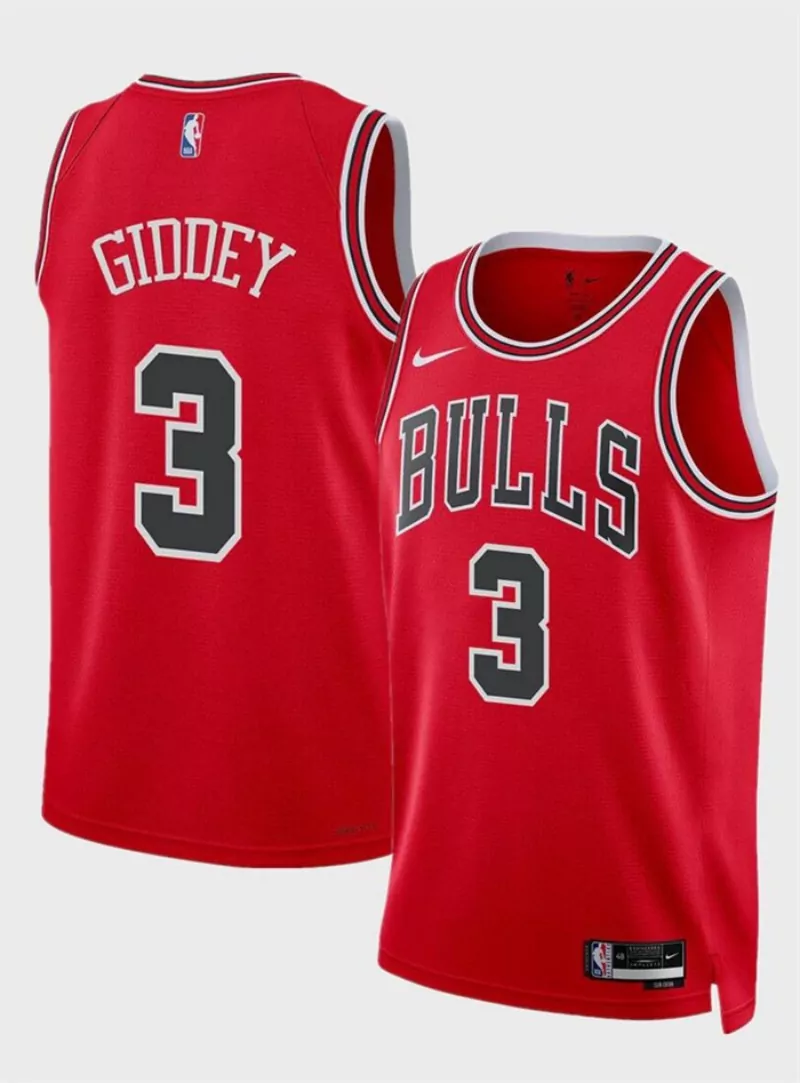 chicago bulls #3 josh giddey red Icon edition stitched basketball Basketball jersey