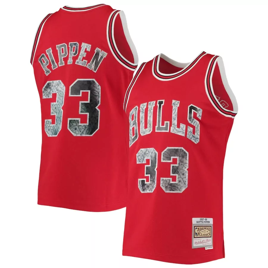 Chicago Bulls #33 Scottie Pippen 1997 98 Hardwood Classics 75th Anniversary Diamond Red Basketball