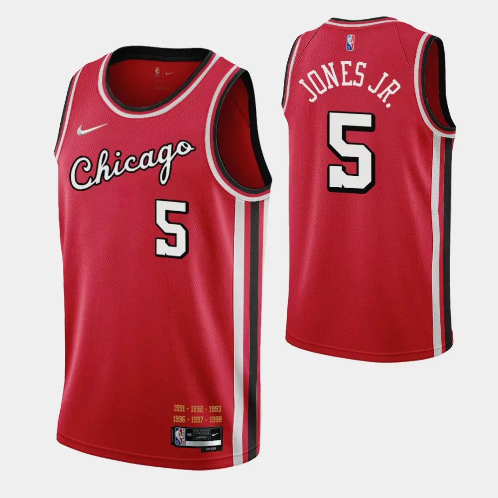 Chicago Bulls #5 Derrick Jones Jr 2021 22 City Edition Red Basketball