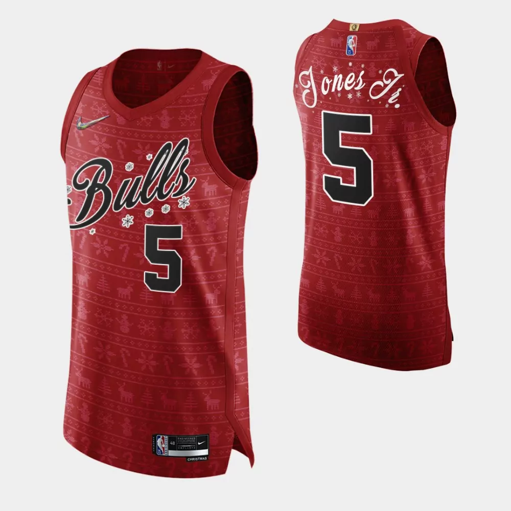 Chicago Bulls #5 derrick jones jr. red nba 75th authentic 2021 jersey christmas night Basketball jersey