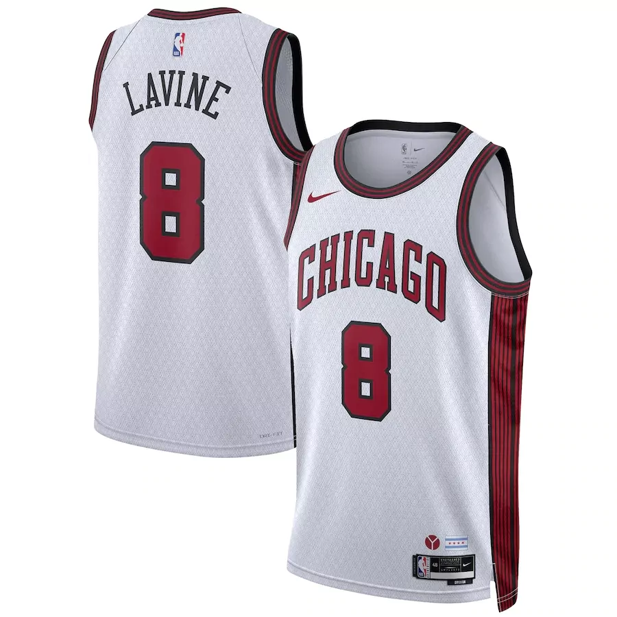 Chicago Bulls #8 Zach LaVine Unisex 2022 23 City Edition White Basketball jersey