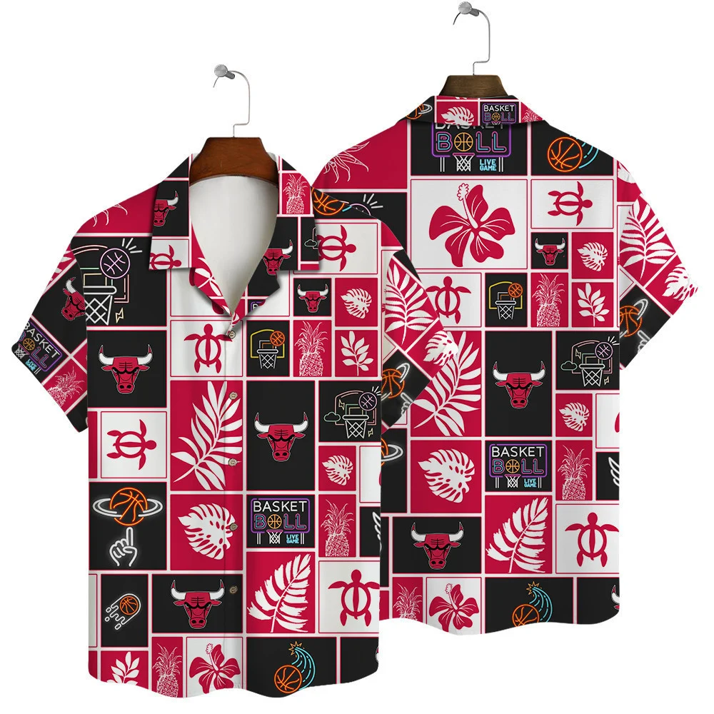 Chicago Bulls Tropical Block Hawaiian Shirt