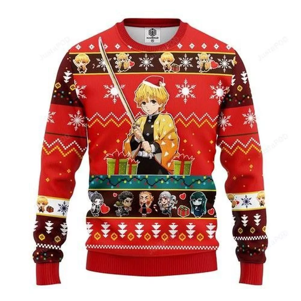 Agatsuma Zenitsu Demon Slayer Anime Christmas 349 3d ugly sweatshirt