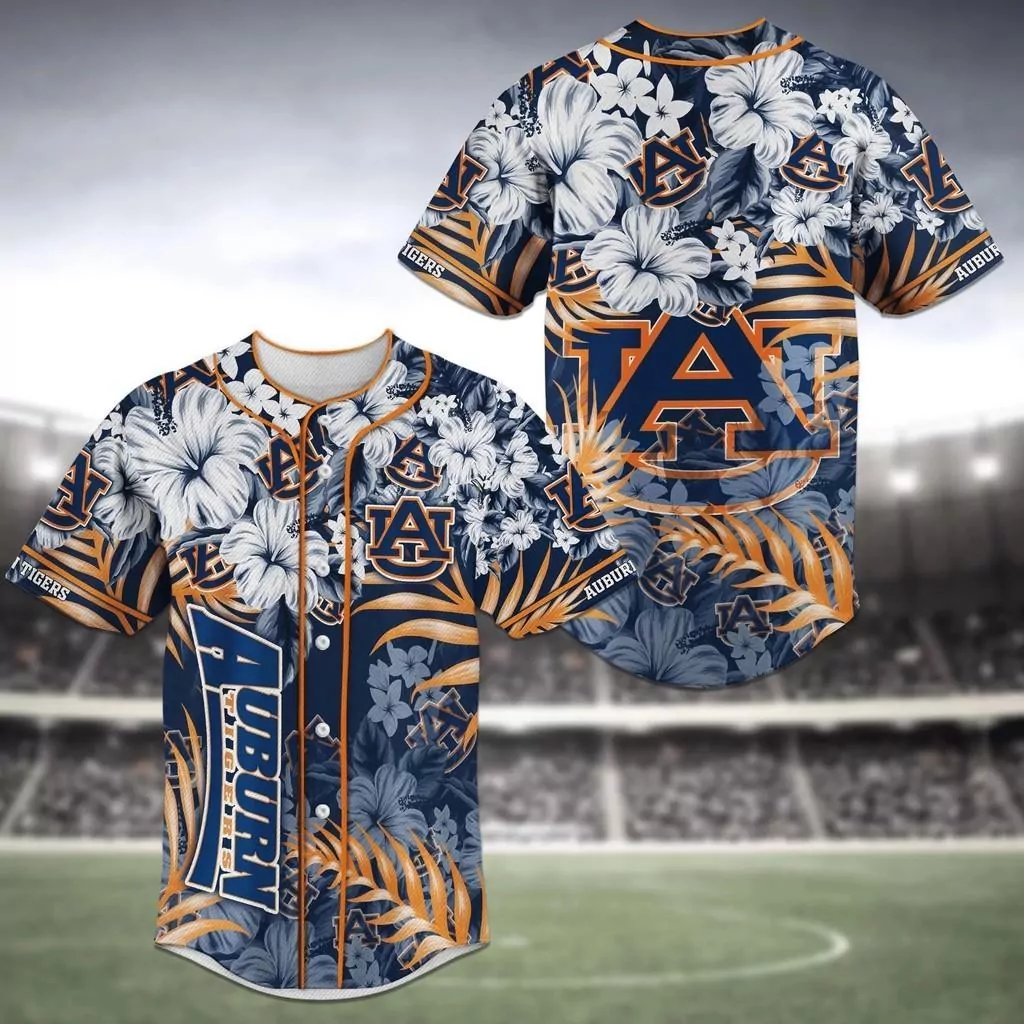 Auburn Tigers NCAA Baseball Flower 3d Baseball Shirt