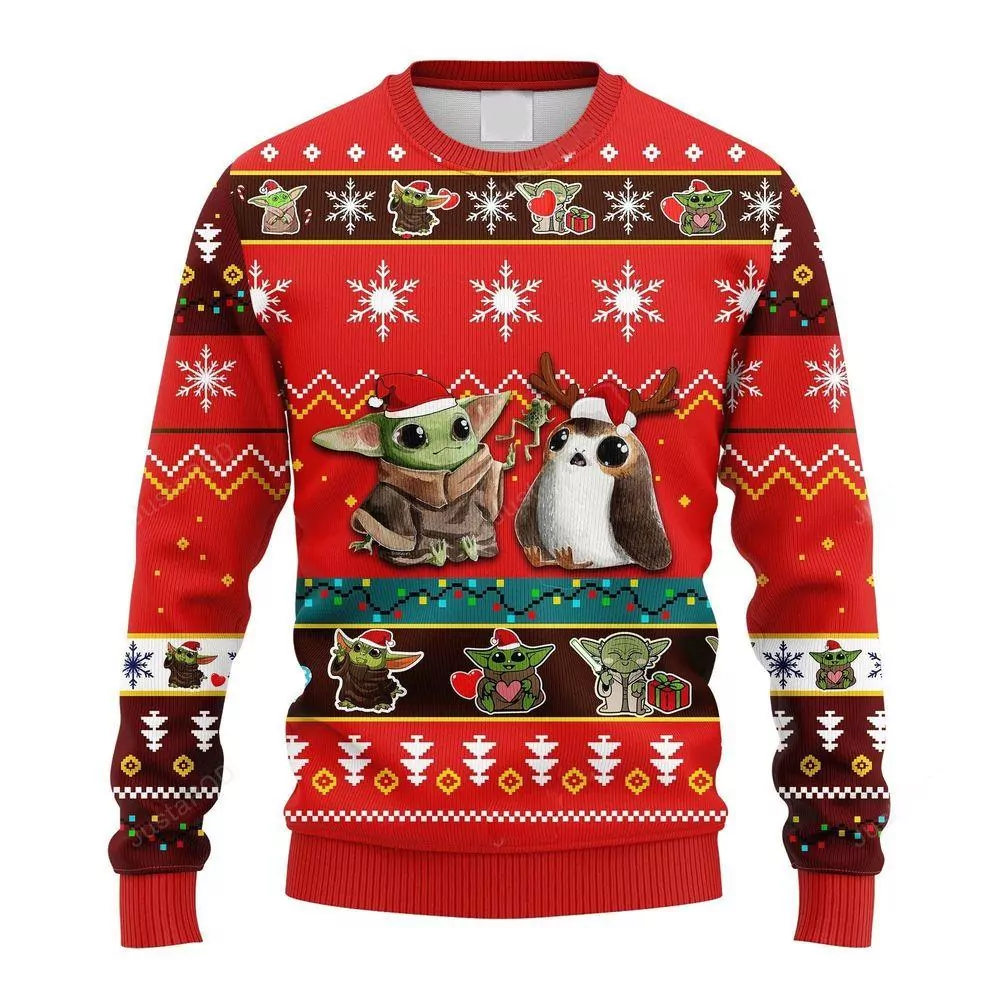 Baby Yoda And Porg Christmas Awesome 3d ugly sweatshirt