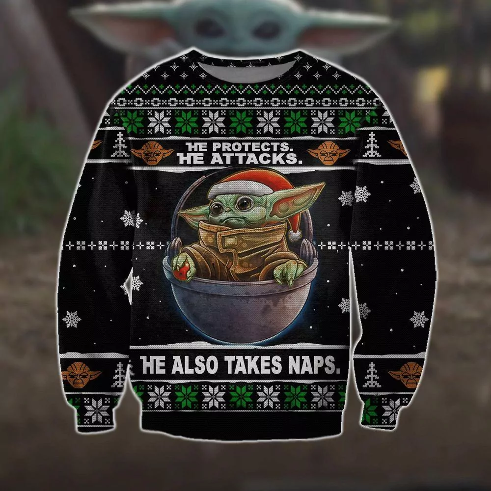 Baby Yoda Friends Cute Christmas Limited 3d ugly sweatshirt