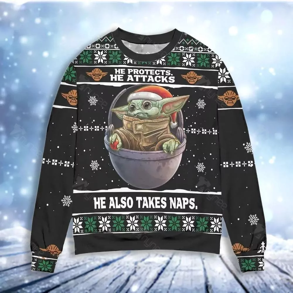 Baby Yoda Friends Cute Christmas Limited 3d ugly sweatshirt