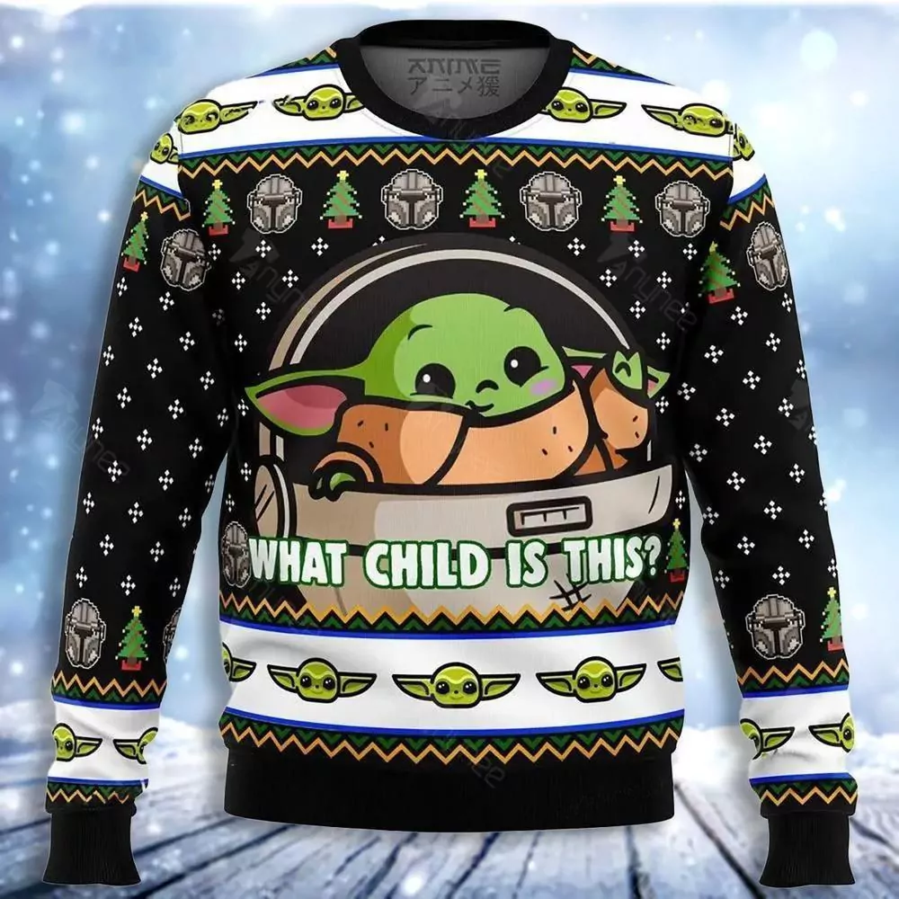 Baby Yoda What Child Is This Mandalorian Star Wars Christmas Limited 3d ugly sweatshirt