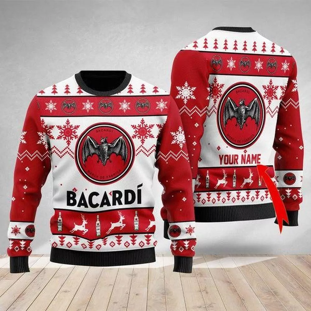 Bacardi White Christmas Awesome 3d ugly sweatshirt