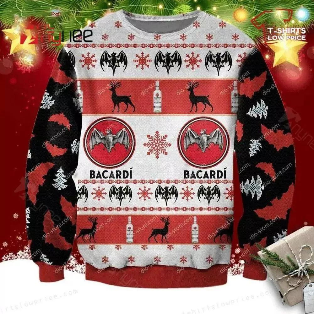 Bacardi White Christmas Awesome 3d ugly sweatshirt