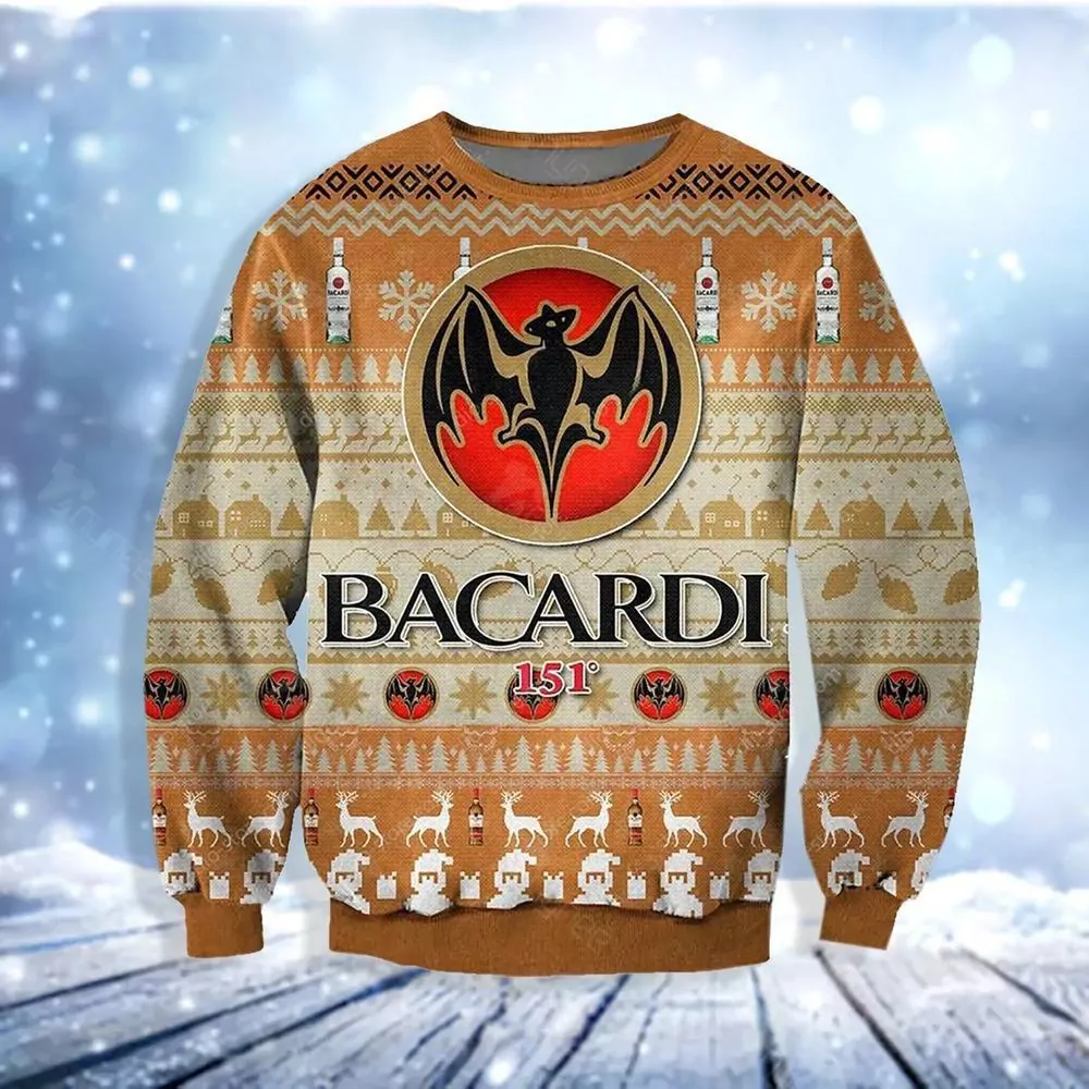Bacardi White Christmas Awesome 3d ugly sweatshirt