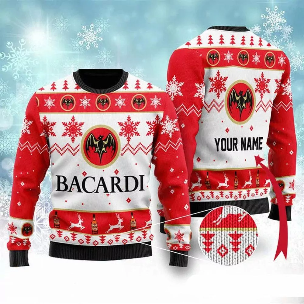Bacardi White Christmas Awesome 3d ugly sweatshirt