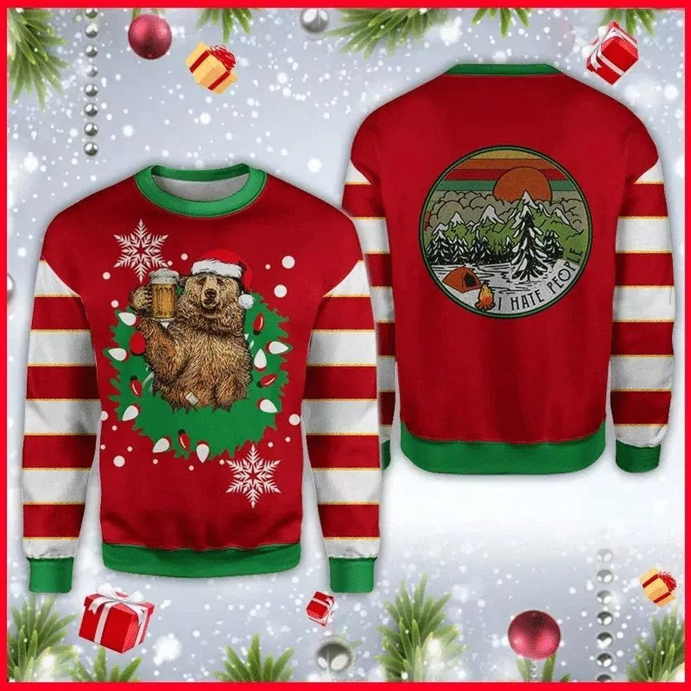 Bear Beer Camping Christmas Us3220 Awesome 3d ugly sweatshirt