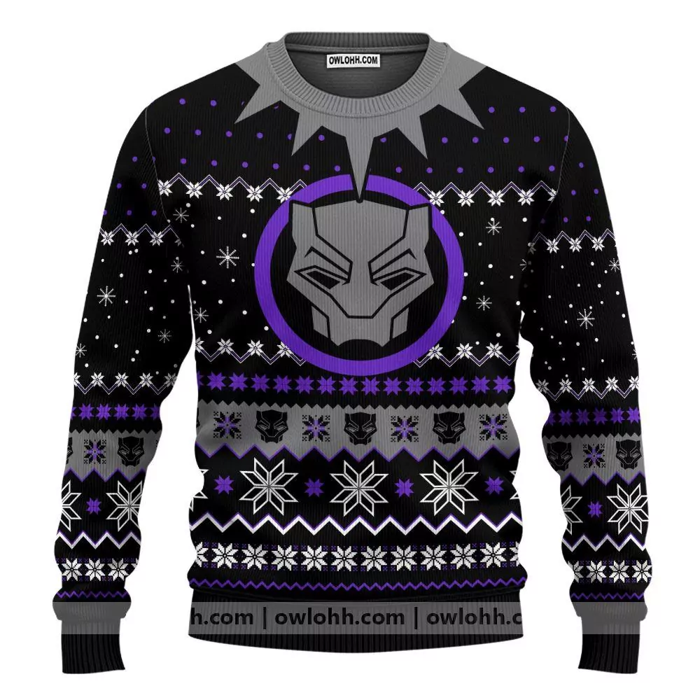 Black Panther Knitting Pattern Print Christmas Awesome 3d ugly sweatshirt