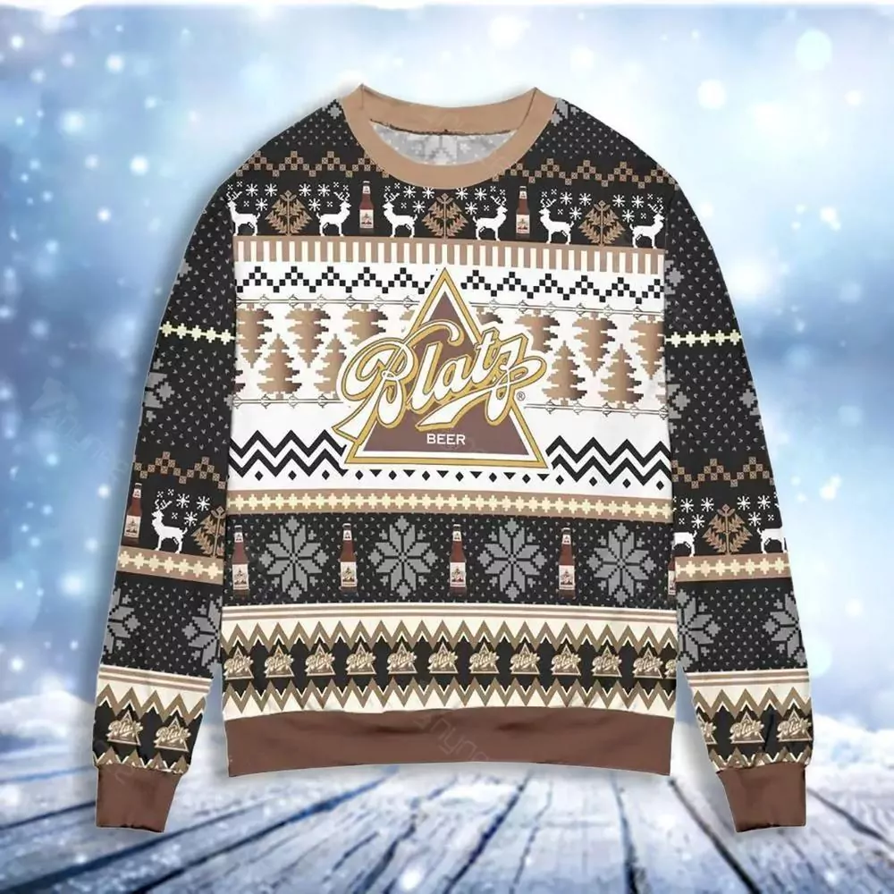 Blatz Beer Logo Snowflakes Christmas 3d ugly sweatshirt