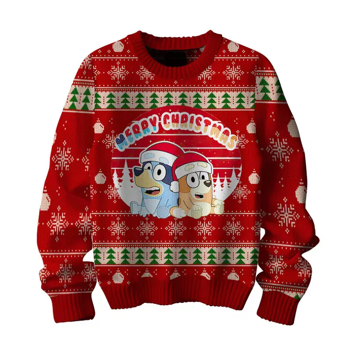 Bluey Bingo Bandit and Friends Christmas | Holiday Family Narides 3d ugly sweatshirt