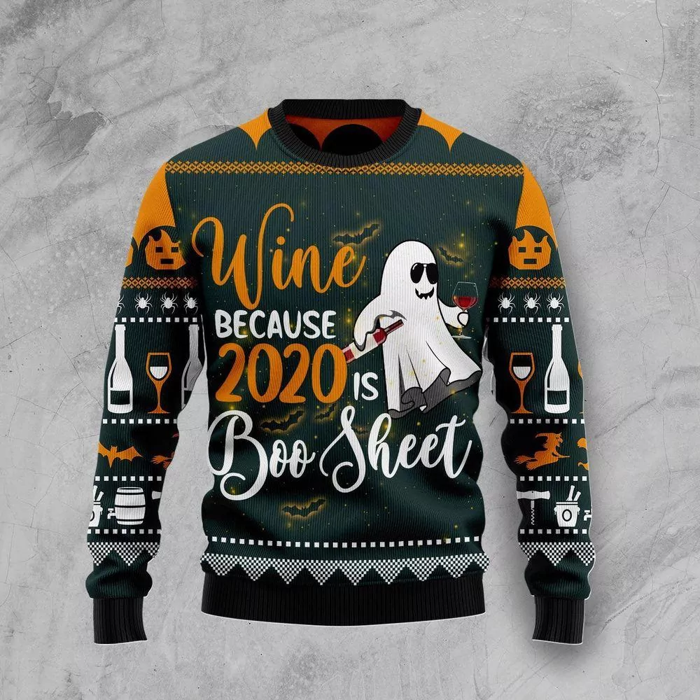 Boo Wine Halloween Christmas 3d ugly sweatshirt