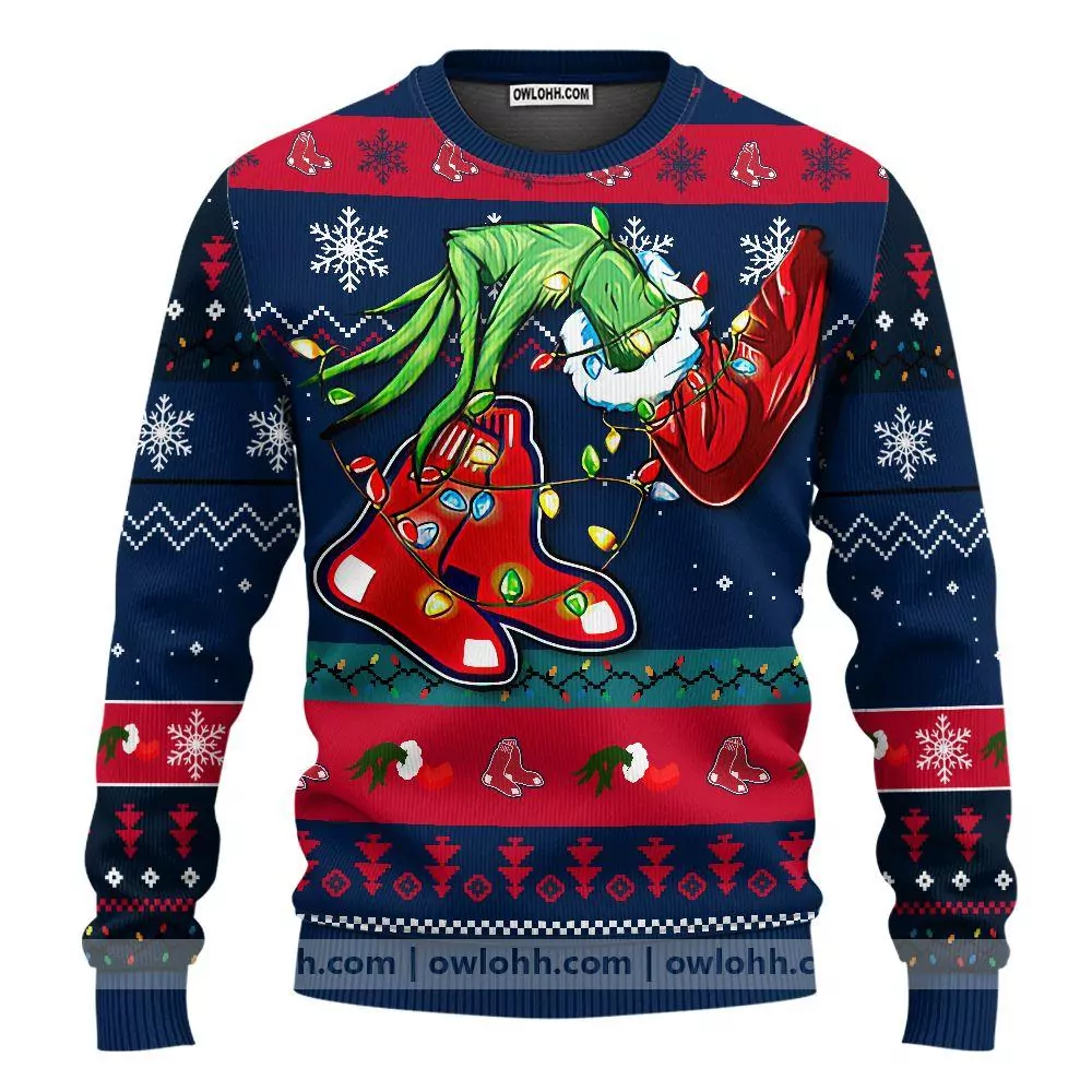 Boston Red Sox Funny Grinch Party Ideas Christmas Awesome 3d ugly sweatshirt