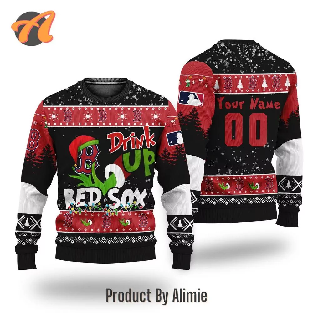 Boston Red Sox Funny Grinch Party Ideas Christmas Awesome 3d ugly sweatshirt