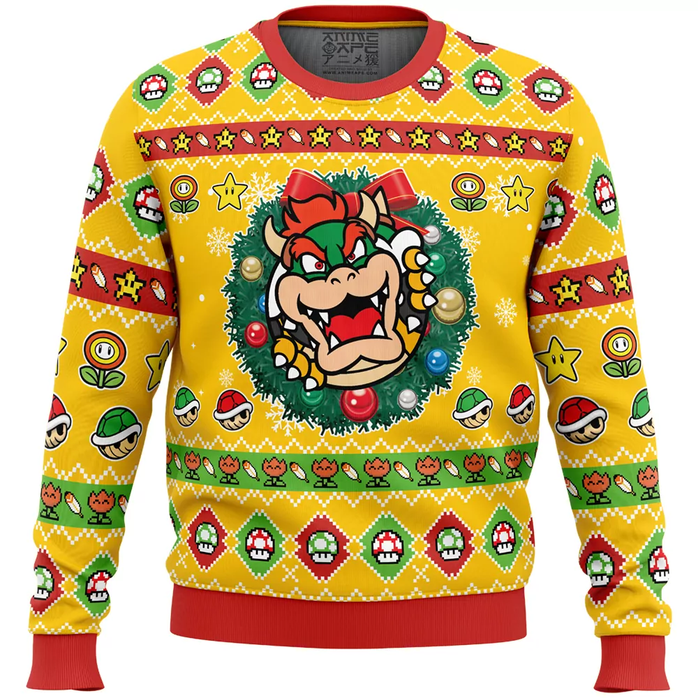 Bowser Castle Mario Bros Christmas Holiday 3d ugly sweatshirt