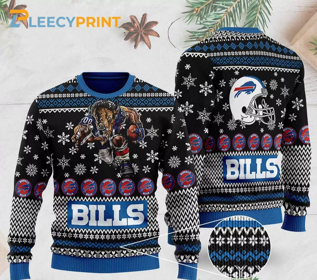 Buffalo Bills Jack Skellington Face Pattern Christmas Buffalo Bills 3d ugly sweatshirt