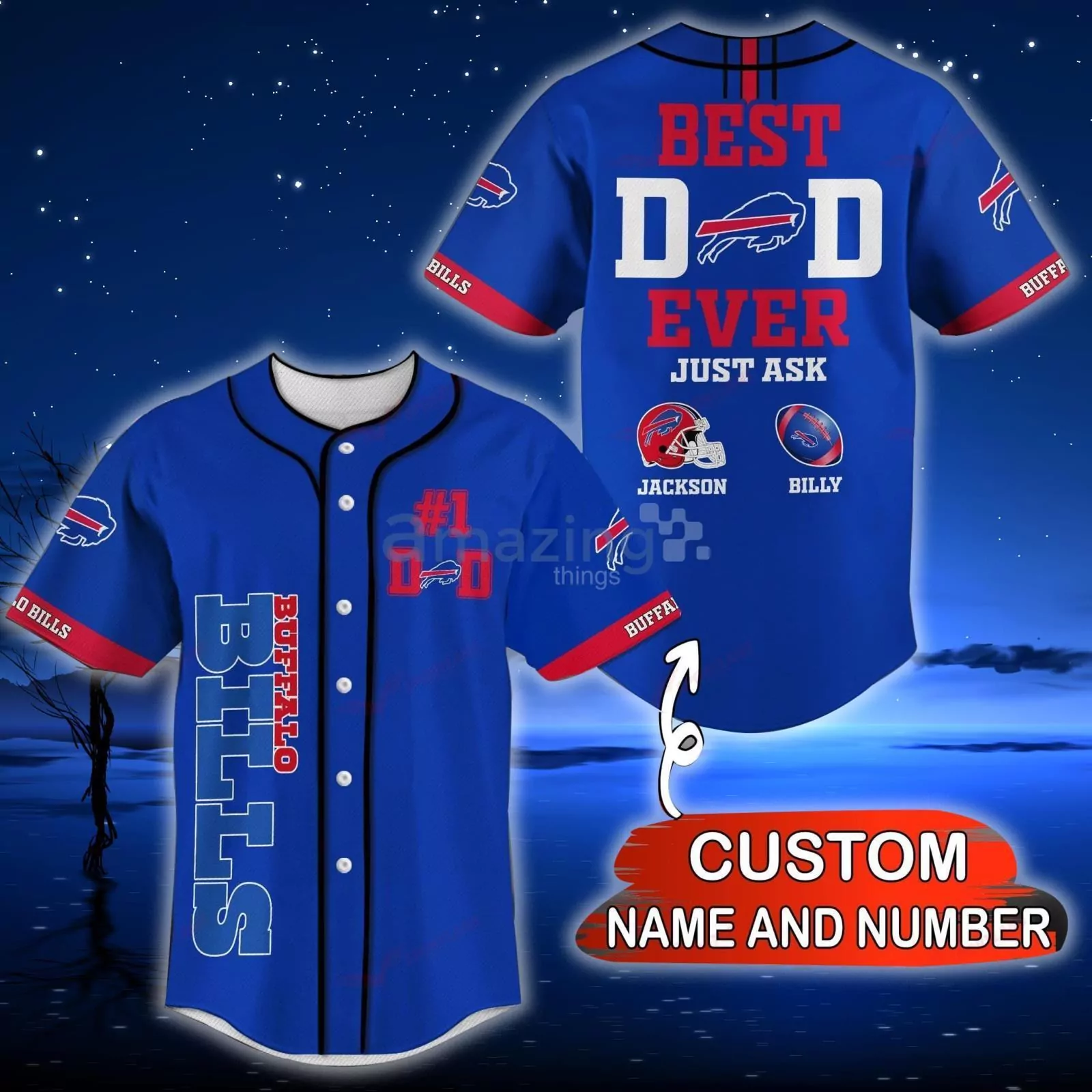 Buffalo Bills NFL Father And Son Baseball s custom for fan 3d Baseball Shirt