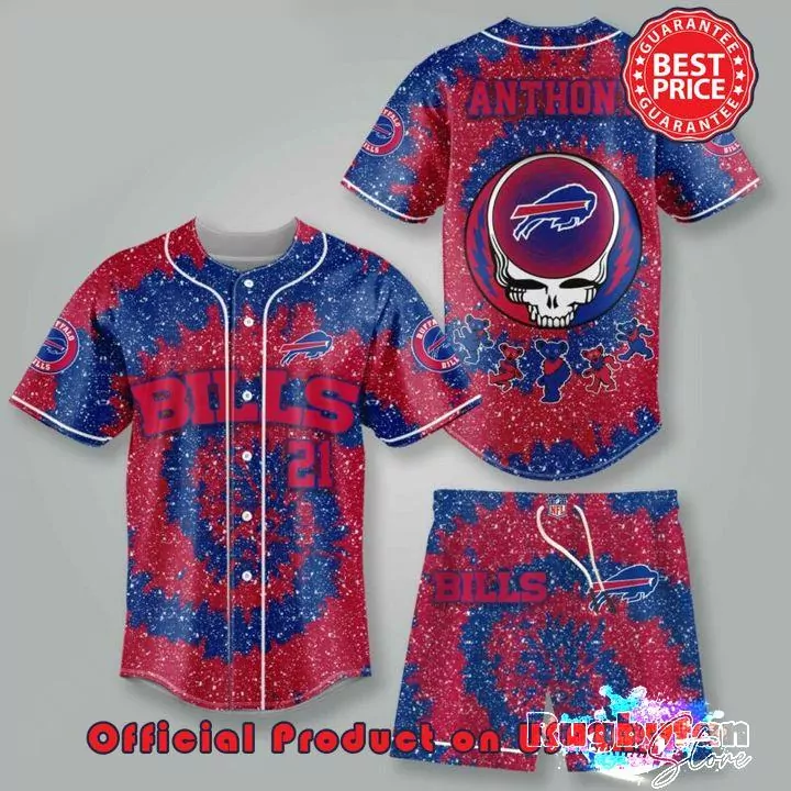 Buffalo Bills NFL fire skull Baseball Custom Name And Number for fan 3d Baseball Shirt