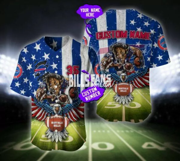 Buffalo Bills NFL Personalized Custom Baseball 3d Baseball Shirt