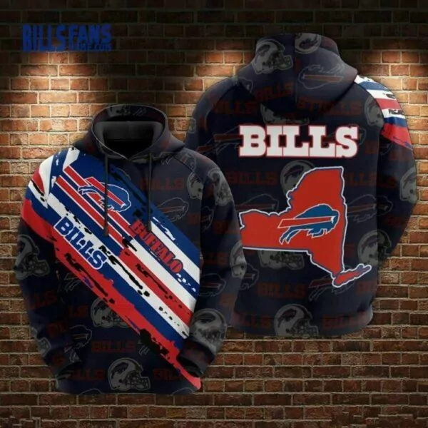 Buffalo Bills nfl skull Pullover Hooded Jacket Outwear Coat Gifts 3d