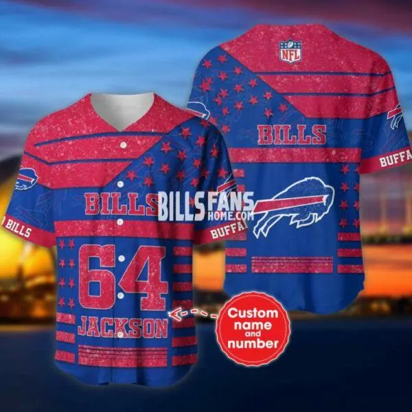 Buffalo Bills Print NFL Personalized name and number Baseball 02 for fan 3d Baseball Shirt