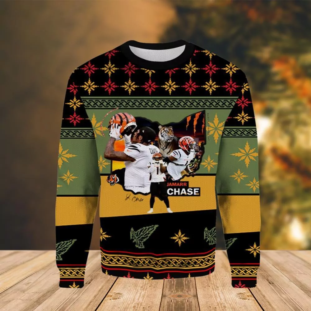 Chase 1 Cincinnati Bengals Cincinnati Bengals Christmas Awesome 3d ugly sweatshirt