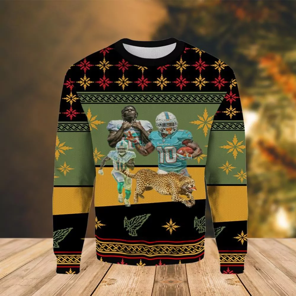 Cheetah Miami Dolphins Christmas Awesome 3d ugly sweatshirt