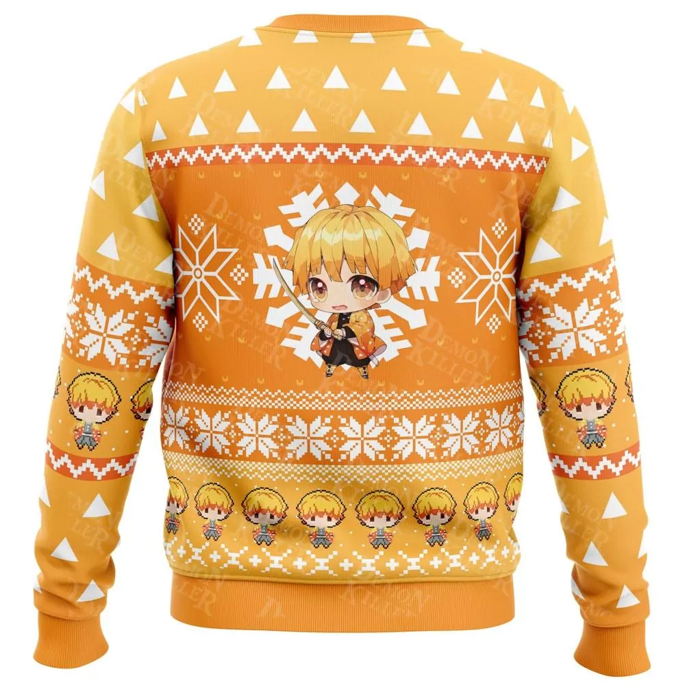 Chibi Christmas Zenitsu Agatsuma Demon Slayer Christmas Sweatshirt 3d ugly sweatshirt
