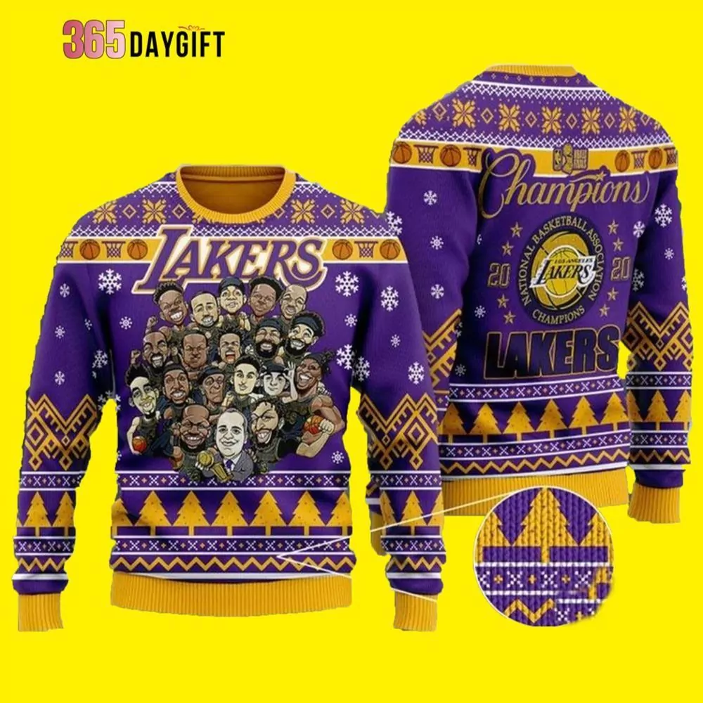 Chibi Los Angeles Lakers Champions For Unisex Los Angeles Lakers Christmas 3d ugly sweatshirt