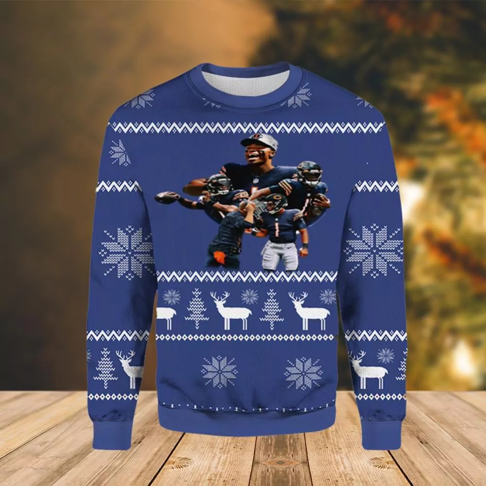 Chicago Bears Justin Fields Christmas Limited 3d ugly sweatshirt