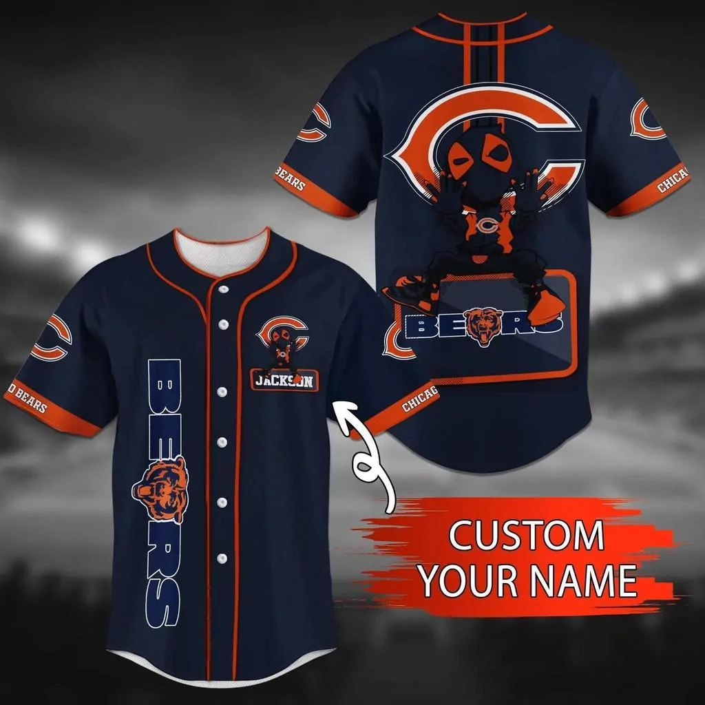 Chicago Bears NFL Custom Name Baseball 05 3d Baseball Shirt