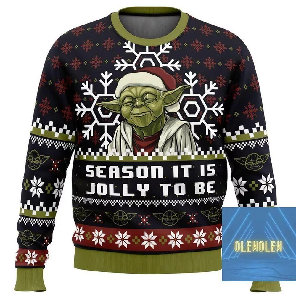 Christmas Baby Yoda Season It Is Jolly To Be Christmas Awesome 3d ugly sweatshirt