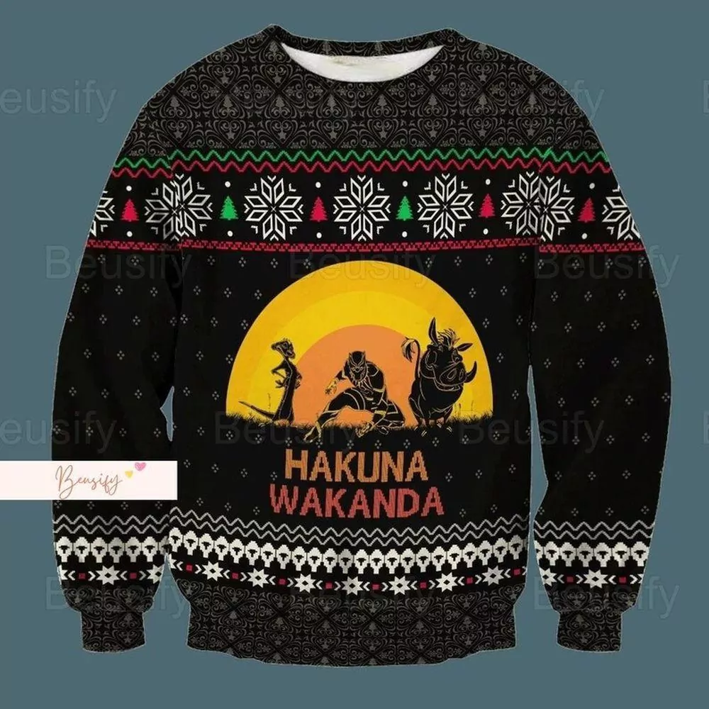 Christmas Black Panther Hakuna Wakanda Christmas 3d ugly sweatshirt