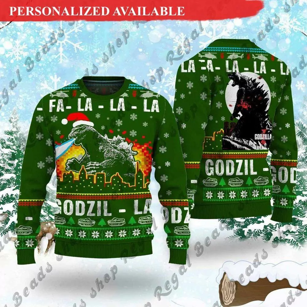 Christmas Funny Godzilla Awesome 3d ugly sweatshirt
