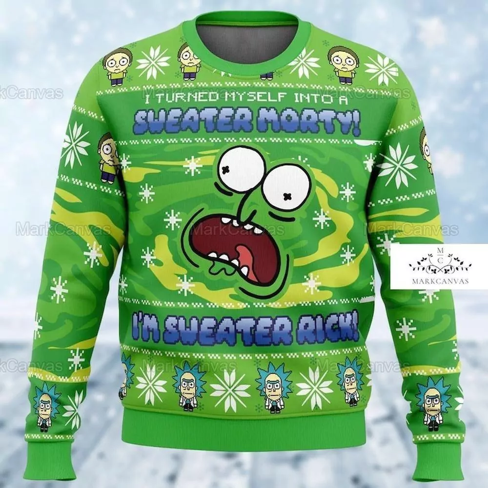 Christmas Rick And Morty Green Awesome 3d ugly sweatshirt