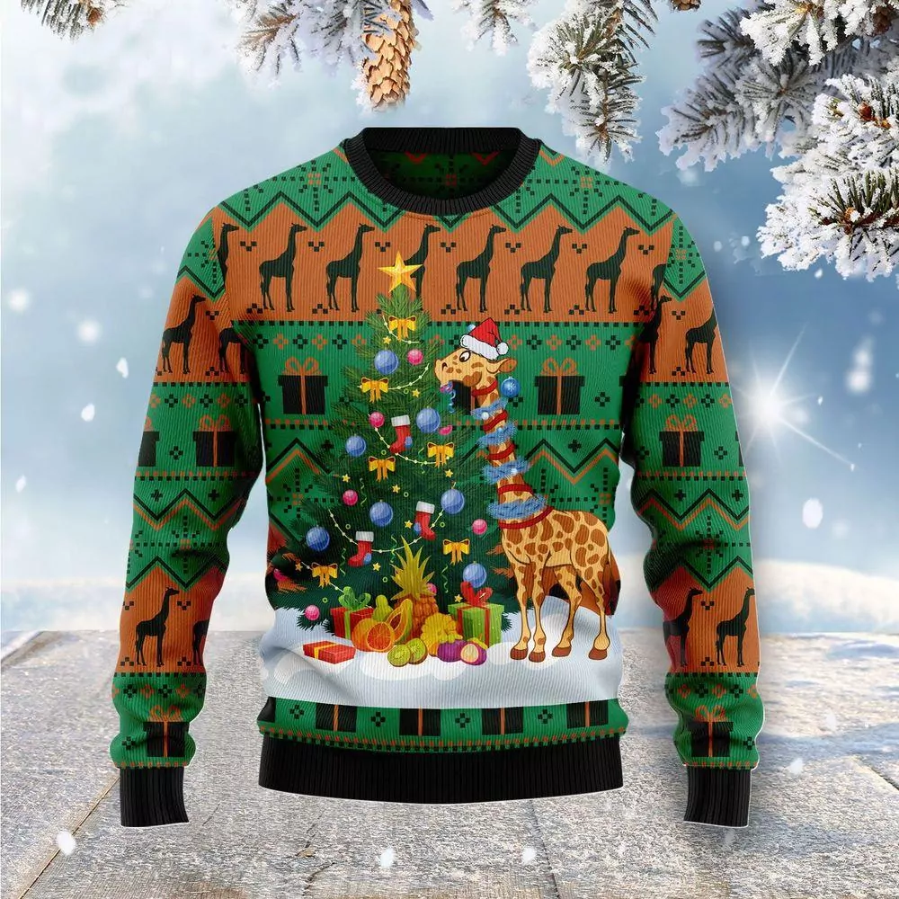 Christmas Tree Giraffe G5128 Party Ideas Christmas Friends Giraffe Lover Funny Family Plus Available Limited 3d ugly sweatshirt