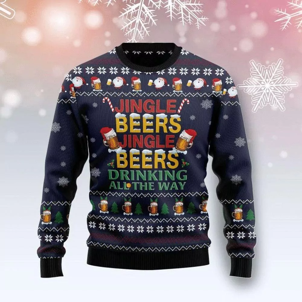 Christmas Tree Rex Drink Beer Christmas 3d ugly sweatshirt