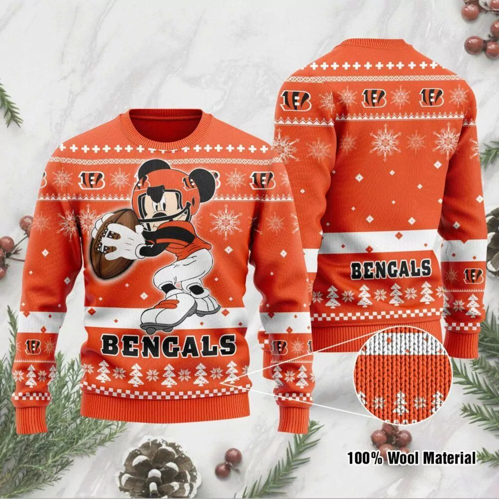 Cincinnati Bengals Funny Grinch And His Dog Max Christmas Cincinnati Bengals Christmas 3d ugly sweatshirt