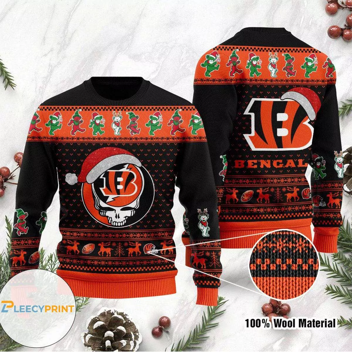 Cincinnati Bengals Funny Grinch And His Dog Max Christmas Cincinnati Bengals Christmas 3d ugly sweatshirt