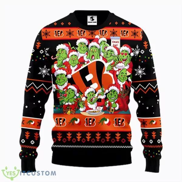 Cincinnati Bengals Grinchs Xmas Day Black Christmas 3d ugly sweatshirt